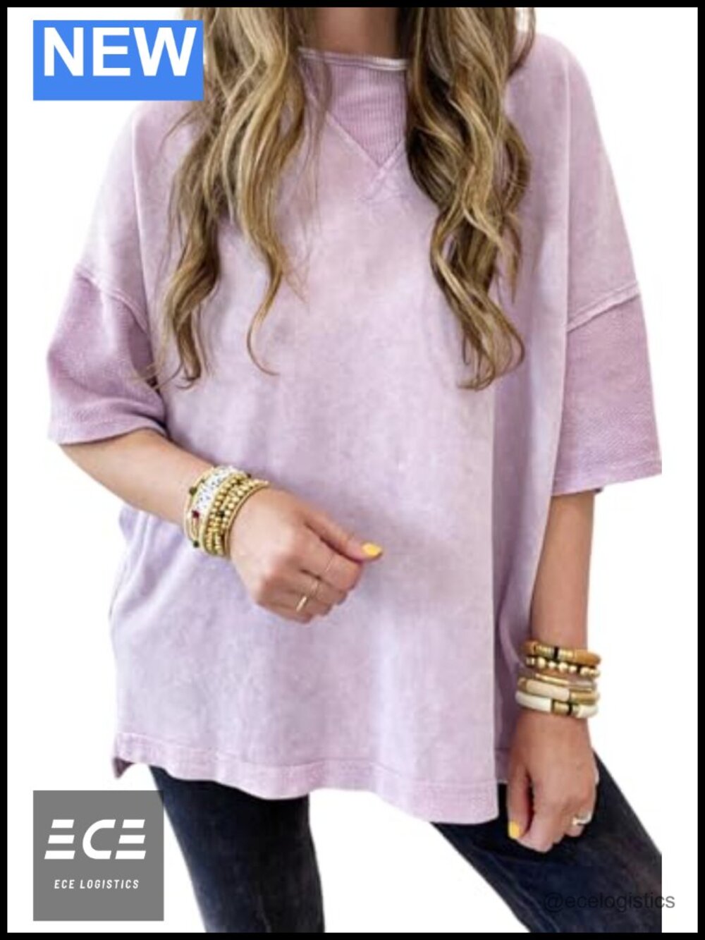 KevaMolly Women Oversized Drop Shoulder T-Shirt Cotton Blend Short Sleeve Tee
